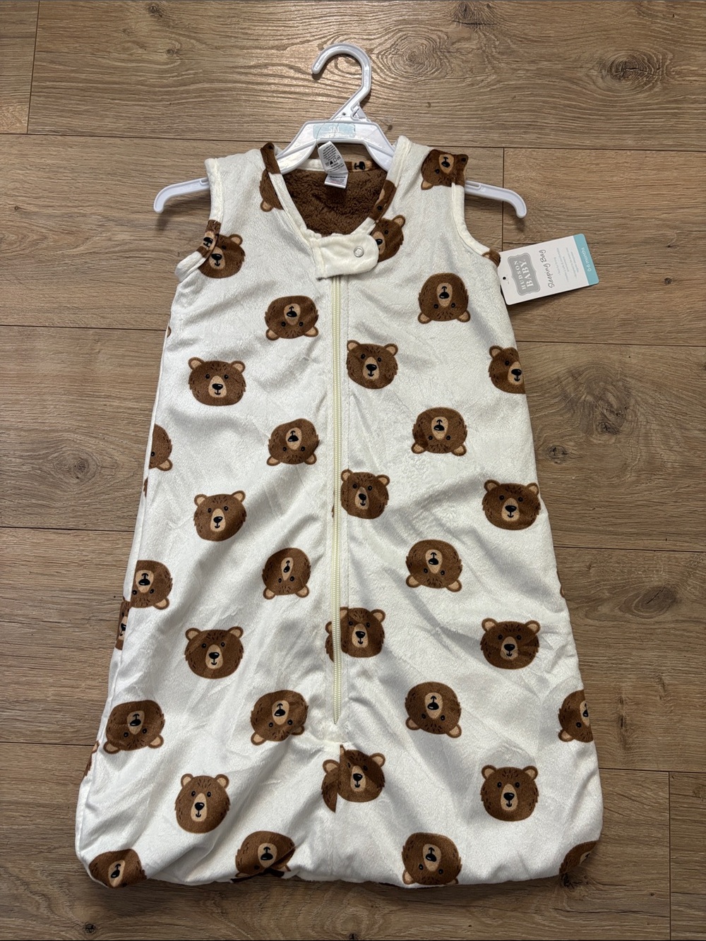 Hudson Baby Brown Bear Print Sleeveless Sleep Sack - Cream